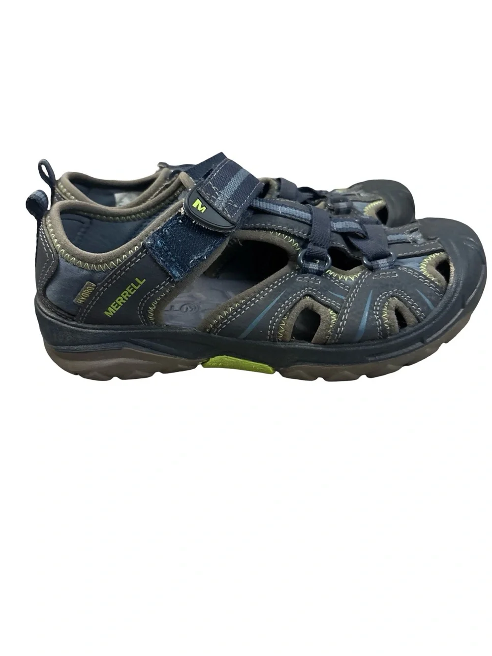 Merrell Kids Navy Lime Hydro Hiker Sport Waterproof Adjustable Sandals Size 3W
